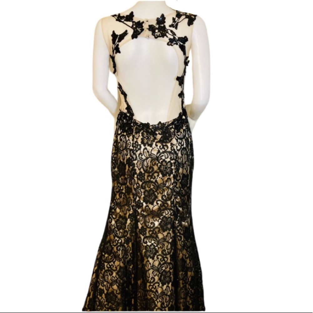 Lace Fit and Flare Keyhole Back Prom Dress